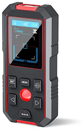 KOLSOL Stud Finder with 196ft Laser Measure, 3 in 1 Electric Wall Scanner Sensor with ±0.1° Digital Level Lithium Battery, LCD Studs Detector Audio Broadcast for Wood Magnetic Metal AC Wire Finding