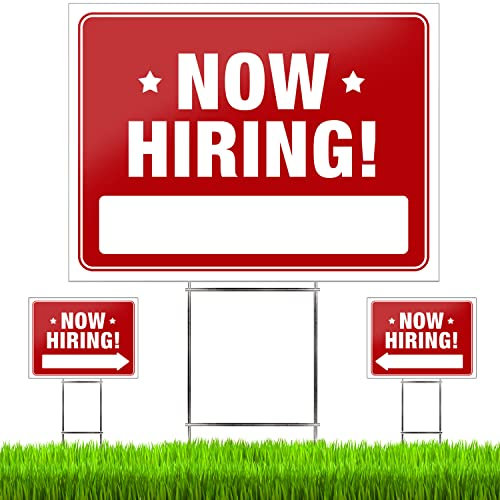 Now Hiring Schilder (3erPack) – Premium Large 61 x 45,7 cm Now Hiring Schilder für Geschäft und Geschäfte mit Pfeilen – Pro DoubleSided Help Wanted Schilder mit Richtungspfeilen & Heavy Duty Yard