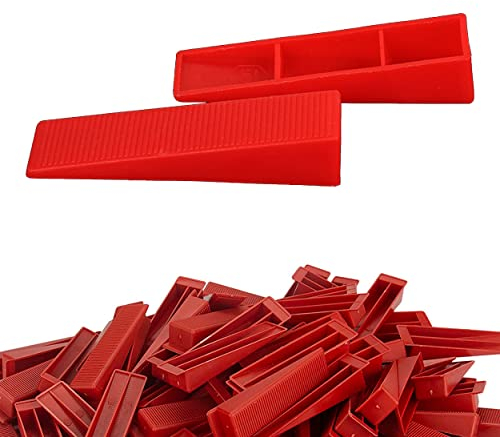 100 Cunei Sistema Livellamento per Piastrelle e Pavimenti Cunei Migliorati per Sistema di Livellamento Riutilizzabili per Nuovi Monti Colore Rosso Lunghezza 8,5 cm Larghezza 2 cm