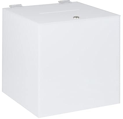 Spendenbox / Losbox „Opal“ aus blickdichtem Acryl / 300 x 300 mm / abschließbar