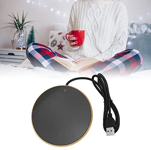 5V 2A Coffee Warmer, 55°C Smart Constant Temperature Small Portable USB Candle Warmer Auto Shut Off Candle Warmer Plate for Desk(Gold)