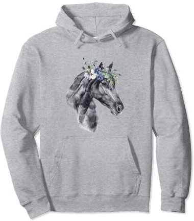 Pferd mit schönem Blumenkranz für Pferde, Mädchen, Pferdemutter Pullover Hoodie