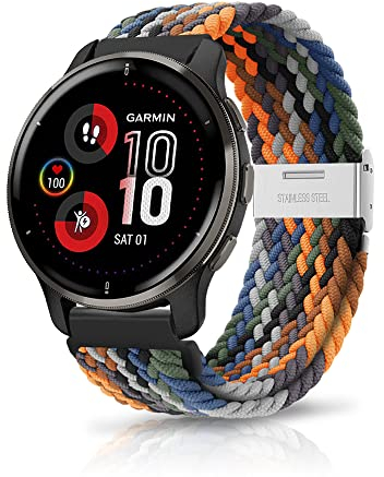 ZoRoll 20mm Armband für Garmin Vivoactive 6/Vivoactive 5/vívomove Trend/Venu Sq 2 Music/2 Plus, Geflochtenes Einstellbar Nylon Ersatzband für Garmin Forerunner 165/165 Music/245/645 - Bunt