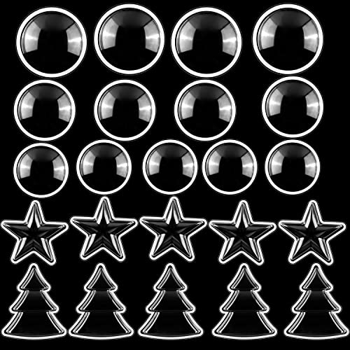 50 Stück selbstklebende Shaker-Beutel für ShakeKarten Kreis, Sterne Weihnachten SterneKreiseBäume3D-dimensionale Shaker-Kuppel-Set fürShaker Papier Basteln Handarbeit (Enthält nicht Die Stanzen)