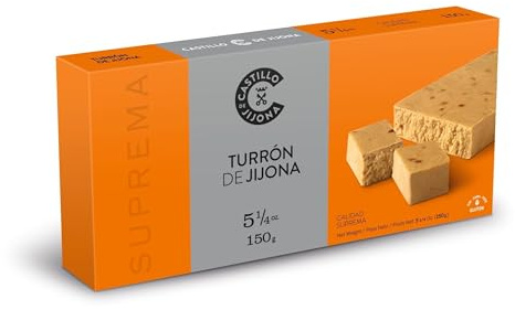 Castillo de Jijona - Nougat de Jijona - Nougat Traditionnel - Amandes Sélectionnées - Sans Gluten - Qualité Suprême - Recette Artisanale - Fabriqué en Espagne (Jijona) (150 Grammes)