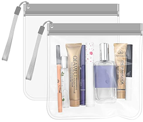 2PCS Travel Toiletry Bags - Airport Liquid Bag, 20x20cm Plastic Zip, 1L, Waterproof, Meets Airport Security