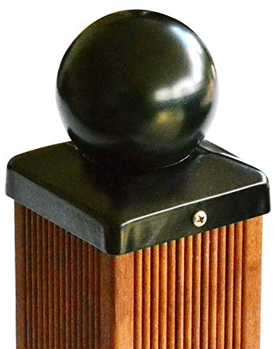 Pfostenkappe Zaunkappe Zierkappe schwarz mit Kugel, inkl. VA-Schrauben (für Pfosten 10x10 cm)