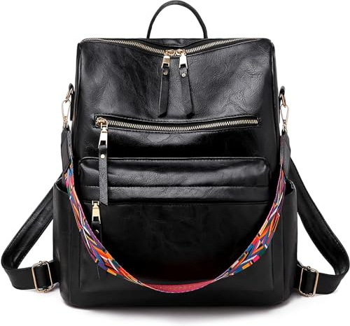 UBaymax Damen Rucksack Elegant,PU Leder Große Rucksack, Damen Ledertasche Casual,Leichtgewicht Reiserucksack Umhängetaschen,Daypack Schultertasche Mode