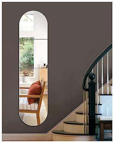 COUXILY 4 Pack 30.5 x 30.5 cm Self-Adhesive Mirror HD Tile Frameless Wall Sticker DIY Glass Mirror Tiles Direct Adhesive Bathroom Decoration, Wardrobe Doors, No Drilling (02-1,4 Pack)
