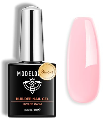 Modelones Gel Construction Ongle UV, Builder Gel, Base Coat, Réparation de Manucure, Nail Art 15ML (Rose)