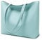 MEEGIRL Damen Henkeltaschen, Einfache Handtaschen PU Leder Tote Shopper Bag für Arbeit, Schule, Einkauf mit Reißverschluss und Innentasche (Blau)
