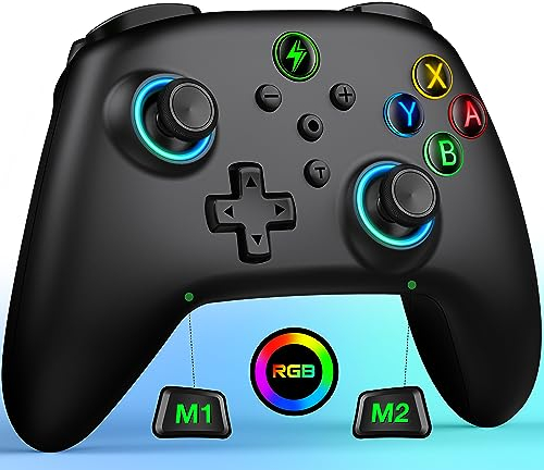 ALEEMTRY Switch Controller, Switch Controller mit RGB Joystick/Programmierbare & Sync Tasten/1000mAh, Controller Switch für Switch/Lite/OLED, Pro Controller Kompatibel mit Android/IOS/PC(Schwarz)