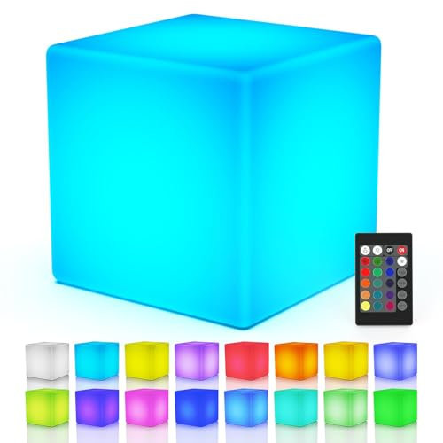 LOFTEK Lampada a LED a forma di cubo, con telecomando, colori RGB che cambiano luce con telecomando, impermeabile IP65, luce notturna per casa, piscina, bar, feste, 30,5 cm
