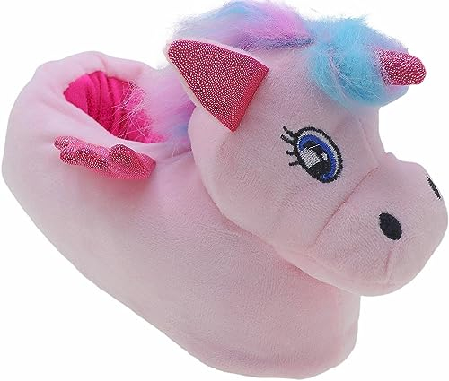 Kinder Witzige Hausschuhe Tier Schuhe Plüsch Schlappen Puschen Einhorn Nr. 853240 (pink, numeric_35)