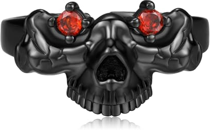 Schwarze Totenkopf Ring 925 Sterling Silber Verstellbare Totenkopf Ring Herren Gothic Schmuck Totenkopf Geschenke für Männer Damen