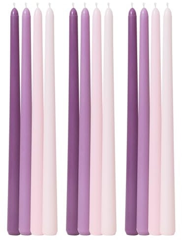 Viyffo Spitzkerzen, 30,5 cm, Violett, 12 Stück, geruchlos, rauchfrei, lang, hoch, konische Kerzen für Kerzenständer, Hochzeit, Adventsfeier, Heimdekoration, Abendessen, Weihnachten
