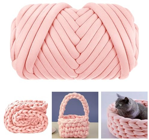 MeYuxg Grosse Laine à Tricoter à La Main Rose Clair, 25M Pelote Laine Grosse Maille Super Douce Lavable, Grosse Laine pour Plaid, Pelote de Laine XXL pour Couverture, Chunky Yarn (500g)