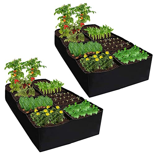 Hochbeet Pflanzsack 450L aus Vliesstoff, Pflanzenbehälter mit Griffe Kartoffel-Pflanztasche, 8 Plaids Grow Bags Stoff Belüftungstöpfe Behälter Stoffbeet für Terrasse Gewächshaus & Garten