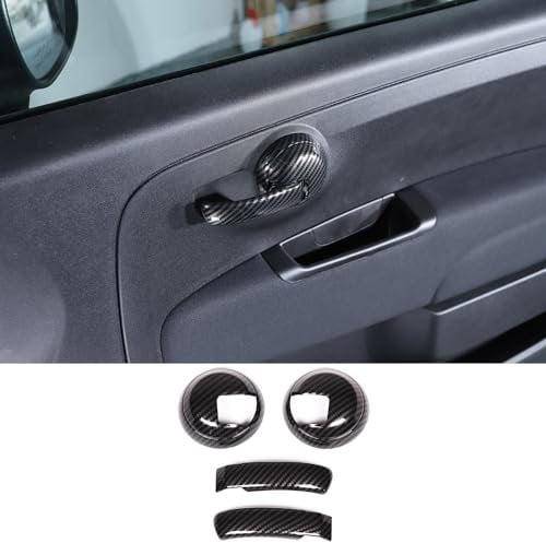 Uieohout Car Inner Door Handle Cover Compatible with Fiat 500 2010-2024, Car Front Row Door Handle Cup Anti-Scratch Decorate Sticker, Door Handle Bowl Warp Protector Trim Cover, ABS (Carbon Fiber)