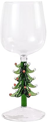 LEEINTO Glass Wine Goblet Stem Wine Glasses Elegant Christmas Tree Design 300ml Capacity