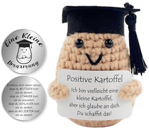 Tixlux Pocket Hug Positive Kartoffel, Kreative Strickwolle Kartoffel Puppe und Kleine Umarmung Glücksbringer (Silber Ⅱ), Mutmacher Geschenk, Glücksbringer für prüfung, Einschulung Geschenk