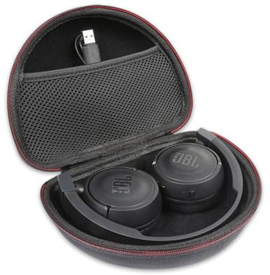 Foldable Headphone Case for Sony MDR-ZX110NC, MDR-ZX110AP, MDR-ZX110, MDR-ZX310AP, ZX Series, JBL JR 300BT 310BT, JBL Tune 500BT 510BT 600BTNC T450BT 660NC On-Ear Headphones Travel Bag (Black + Black)