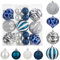 Hollyone 23PCS Weihnachtskugeln Ornamente Set, 10CM und 5CM Christbaumkugeln Set, Bruchsicher Weihnachtsschmuck, Silber Blau Hängende Kugeln für Weihnachtsbaum Fest Party