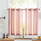 Vangao Sheer Scheibengardinen mit Ösen Transparent Bistrogadine Landhaus Modern Voile Küchenvorhang Gestreift Küchengardinen Paarig für Badezimmer Klein Fenster Dekor 90x115cm(BxH) Rosa 2er Set