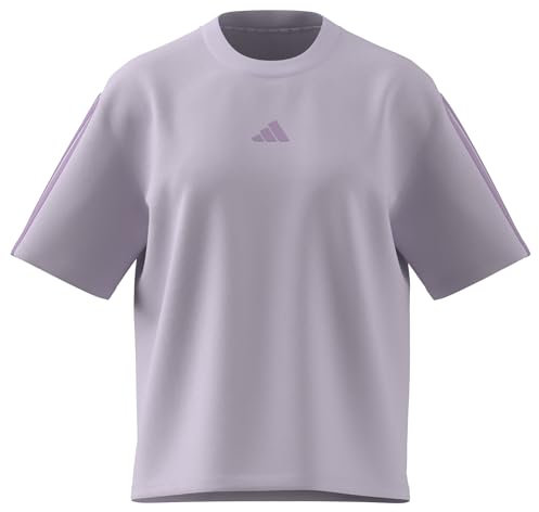 adidas Damen Essentials 3-Stripes Boyfriend T-Shirt, Ice Lavender/Bliss Lilac, L