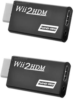 TAOYNJ 2 Pcs Wii to HDMI-Compatible Converter Adapter Wii2HDMI-compatible Converter 3.5mm Audio HD 1080P For PC HDTV Monitor Display (Color : Black)