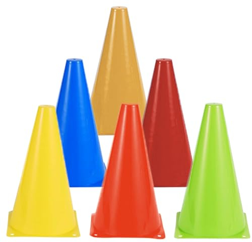 12 Stück Markierungskegel Fussball, 17,5cm Fußball Training Kegel | 6 Farbe | Hütchen Kinder Pylonen, Verkehrshütchen, Markierungshütchen für Sport, Fußball, Kinder, Reitsport & Hund Training