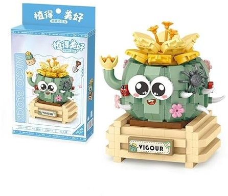 Mini Bricks Cactus Bonsai Follower Building Blocks Set, Creative DIY Unique Decoration Home, Artificial Flower Bouquet Building Toy Sets Gift for Girls Women Adult Friends Kids (450PCS)