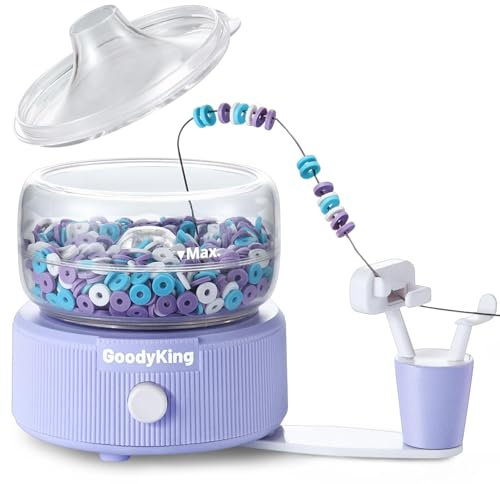 Electric Bead Spinner for Bracelet Making Kit - Clay Bead Kit Essentials, Bead Spinner Needles Included, Easy Friendship Jewelry Bracelet Making, Applicable for Different Kind of Beads (Purple)