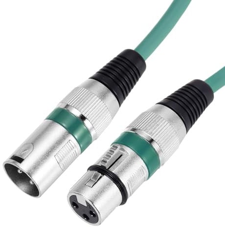 sourcing map XLR Male to XLR Female Cable, 10ft XLR to XLR Microphone Cable, Audio Adapter Cord for Preamps/Speaker Systems, Green