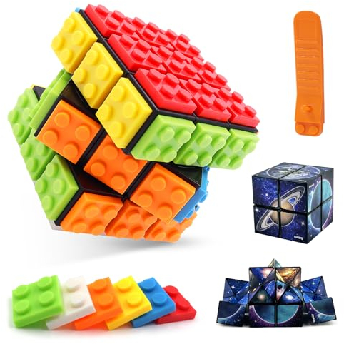 GZLCEU 1 STK 3×3 Zauberwürfel, Abnehmbar Cube mit 1 Blauer Sternenhimmel 2-in-1 Formwechsel Zauberwürfel & 1 Disassembler für Kinder Erwachsene Magic Cube