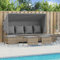 Homgoday 5-TLG. Gartensofa mit Dach & Fußhocker Gartenlounge Balkonmöbel Gartenmöbel Loungemöbel Sitzgruppe Sofagarnitur mit Kissen Ecksofa für Balkon Terrasse Hellgrau Poly Rattan