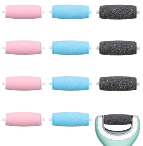 12Pcs Extra Coarse Replacement Roller Refill Heads Compatible with Pedi Refills Electronic Perfect Foot File Removes Feet Callues (4 Extra Coarse & 8 Regular Coarse)