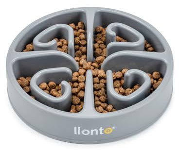 lionto Anti Schling Napf für Hunde & Katzen, Ø 30 cm, Höhe 7 cm, Fassungsvermögen von bis zu 1500 g, Rutschfester Hundenapf aus lebensmittelechtem Kunststoff, bis zu 100° spülmaschinenfest, hellgrau