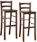 OKAFFAREFATTO MADDALONI Barhocker 2er Set aus Holz mit Rückenlehne Nussbaum dunkel Höhe 80 cm mit Sitzfläche aus Massivholz
