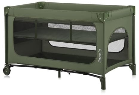 Lionelo Jasmin Easy FoldReisebett für Kinder bis zu 15 kg von 0 bis 36 Monaten Schaumstoffmatratze T25, 2 Höhenstufen, Einfaches Zusammenfalten Easy Fold, Seiteneinstieg, Rollen