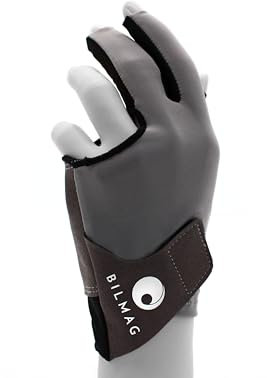 BILMAG Billard Zubehör Billardhandschuh OSC Glove, Linke Hand, S/M & L/XL (Grau, L/XL)