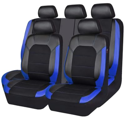 Auto Sitzbezügesets für VW Polo IV (9N) 2006 2007 2008 2009, Leder AutositzbezüGe 5 Sitzer Schonbezug Autositz Vorder Hinten, Auto Zubehör,B Blue