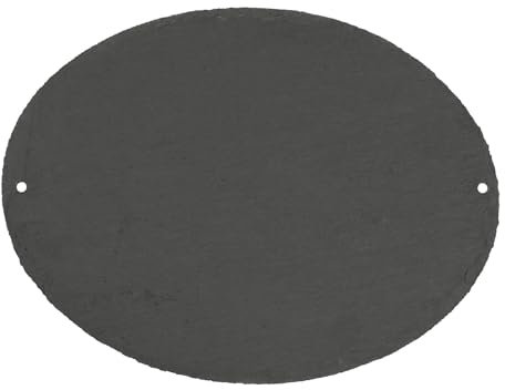 Nicola Spring Oval Blank Slate House Sign with Wall Fixings - 20cm x 15cm - Black - 1x Home Cottage Garden Outdoor Wall Gate Name Front Door Number Plate Address Decor Welcome Plaques