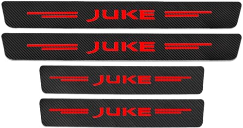 JYMLOV 4pcs Car Door Sill Protector Strips for Nis-san JUKE Styling Tuning Accessories Scuff Kick Plate Edge Guard Sticker Anti Scratch Carbon Fibre Wrap Film,Red