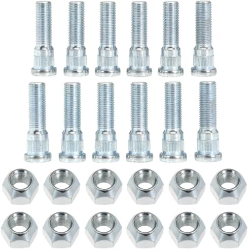 12 Stück Radbolzen 1/2-20 Zoll mit Muttern für Anhänger Achsen Lippert 1,587,6kg für Dexter 2000lb mit 1/2-20 UNF Gewinde