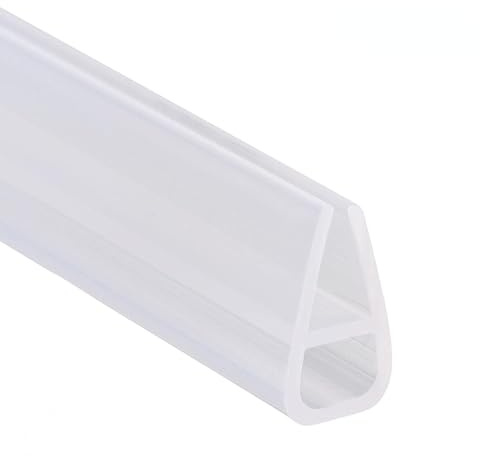 U Shape Shower Screen Door Glass Seal Strip, 2 Metres Rubber Edge Guard Strip Shower Door Glass Protector Trim, Wet Room Floor Barrier Bath Screen Seal (Transparent Color, 8mm)