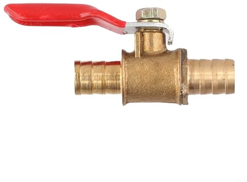 Volakebeing Vanne à bille en laiton 6/8/10/12 mm Tuyau cannelé pour utilisation résidentielle commerciale avec poignée à levier et poignée à levier rouge (10 mm)