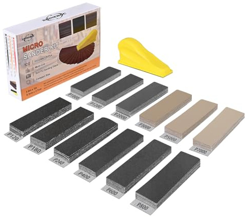 Shineboc 120-7000 Grit Sandpaper with Finger Sanding Blocks 120 PCS | Mini Detail Sanding Kitfor Small Areas and Corners, Ideal for Wood Working, Furniture Repair, Crafts and DIY