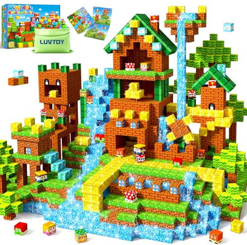 LUVTOY Magnetic Blocks - Magnetic Building Blocks - Click Block Building Cubes Toys for Montessori Birthday Gifts - Mine Blocks Kids Games - Sensory Toys Boys Easter Girls Ages 3 4 5 6 7 8 9 10
