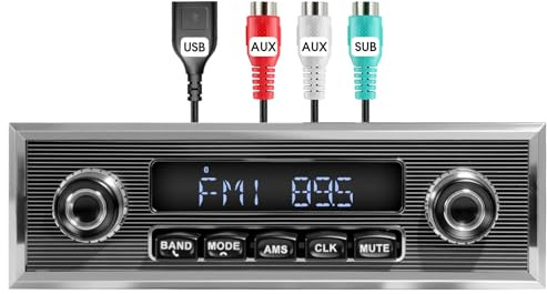 Classic Retro Style Car Stereo ABSOSO Bluetooth Single Din Vintage Stereo - AM FM Tuner, USB AUX Input, 4.1 CHN Subwoofer Output